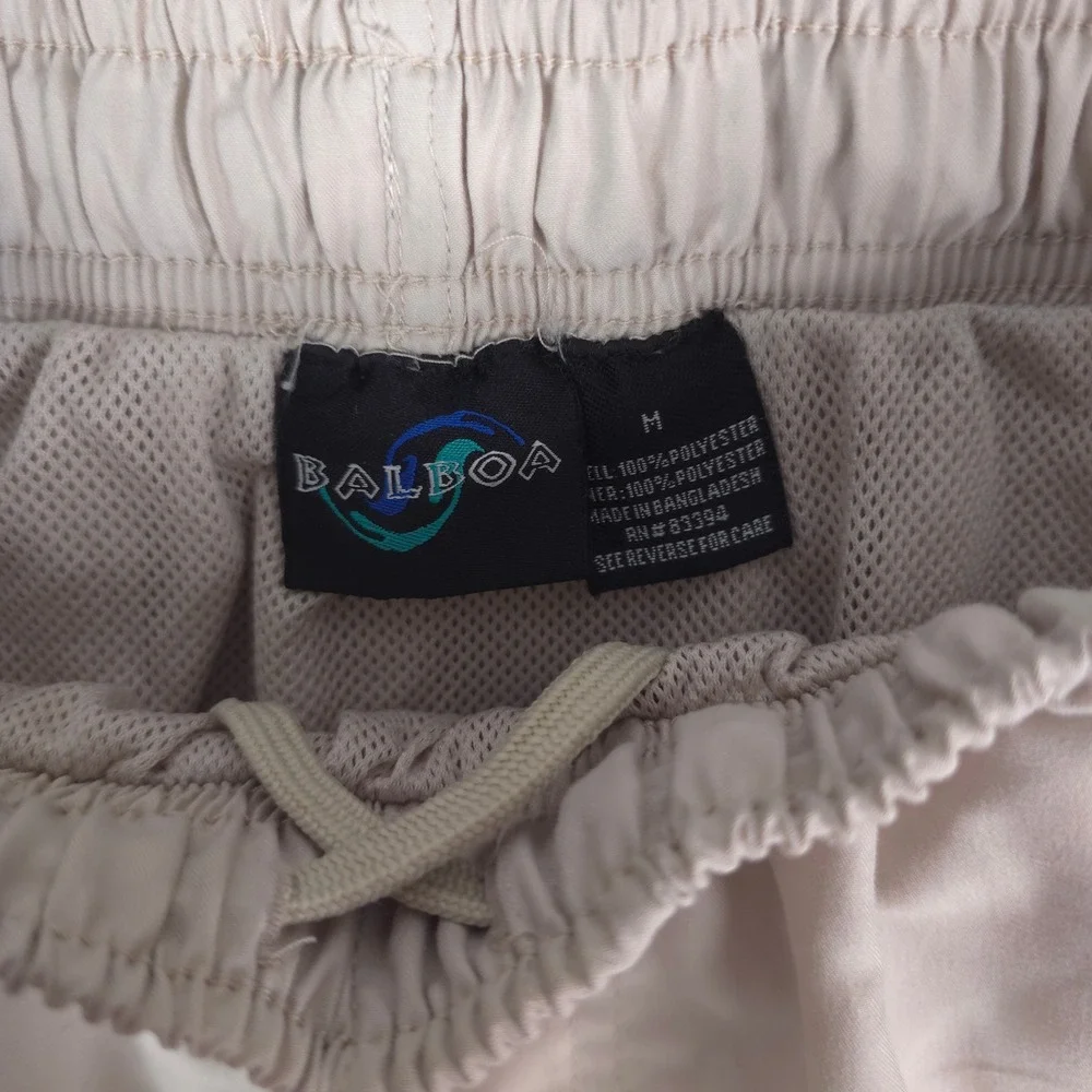 Balboa Cargo Swim Trunks Mens Medium Beige Mesh Lined Board Shorts 9